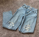 Madewell Light Blue Distressed Straight-Leg Jeans Photo 0