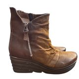 Miz Mooz Zuzu Wedge Leather Bootie In Brown‎ New Size 40 US 9-9.5 Photo 0
