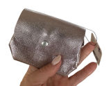 Free People Easy Eyes Leather Metallic Mauve Coin Pocket Mini Wallet Purse Charm Photo 0