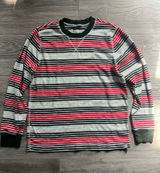 Pact Green Red Striped Long Sleeve Crew Neck 100% Cotton T Shirt Size M Classic Photo 0