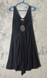 Vintage‎ Y2K Black Jeweled (missing stones) Handkerchief Hem Dress Glam Fairy LG Photo 0