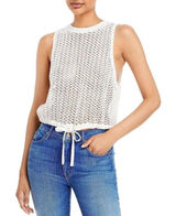 Alice + Olivia White Tevin Open Knit cropped drawstring Tank Top Size M coverup Photo 0