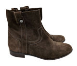 Frye Sarah Shortie Womens 8M Brown Suede Western Ankle Boots Almond Toe Low Heel Photo 0