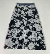 Ruth Skirt Sz XS Black Floral Sequin‎ Chiffon Denim Waist Midi Y2K Anthropologie Photo 0