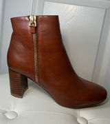 Jeffrey Campbell Prianka Cognac Leather Ankle Booties Block‎ Heel Brown Size 8 Photo 0