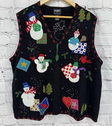 Vintage Designers Originals Studio Christmas Sweater Vest 2X Plus Zip Black Photo 0