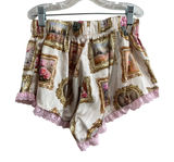 Sugar Thrillz Satin Print Lounge Shorts Coquette Lace Trim‎ Y2K Size S Cute Photo 0