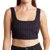 Avec‎ Les Filles Pinstripe Corset Top Tank Charcoal Black Sleeveless NWT Size M Photo 0