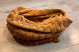 Cozy Chevron Knit Infinity Scarf Mustard Brown Acrylic Warm Winter Accessory‎ Photo 0