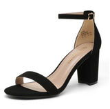 Dream Paris Black Ankle Strap Block Heel Sandals 3” Dress Evening Shoes 7 Photo 0