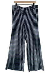 New York & Company Pants Womens XL Navy Blue White Striped Sailor Lace Up‎ Photo 0