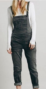 Free people dark gray wash overalls size small Photo 0