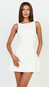 New Showpo Freddie Mini Dress Boat Neck Fit & Flare Dress Size Medium MSRP $129 Photo 0