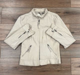 BB DAKOTA Vintage 2000s Y2k Cream Genuine Leather Moto Jacket | Size Medium Photo 0