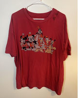 American Eagle Outfitters Shirt Wm Lg Red Disney World Mickey Mouse Christmas Photo 0