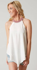 We The Free People Small Twin Peaks Tank Top White Anthropologie‎ Raw Edge Relax Photo 0