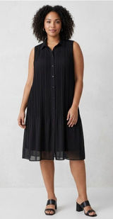 Joie Pleated Sleeveless Mini Dress Black Size L Minimalist Flowy Spring Casual Photo 0