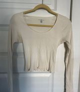 Beige Scoop Neck Long Sleeve Tee 🌿 Photo 0