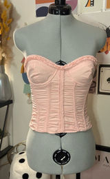 White Fox Don’t Judge Me Strapless Bustier Top Baby Pink XS NWT Photo 0