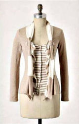 Anthropologie Moth Yemaya Draped Tan and White Sweater Cardigan Photo 0
