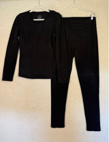 Cuddl Duds Pajamas Womens M Black‎ Fleece Lined Sweatshirt Leggings 2 Piece Photo 0