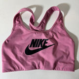 Nike Dri-Fit Size M Pink Swoosh Futura Sports Bra Logo Spellout CN5262-693 Photo 0