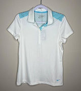 Nike Golf Tour Performance Women's Polo Shirt Dri-Fit Medium White & Blue Photo 0