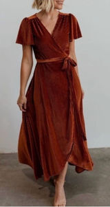 Baltic Born Andi Velvet Maxi Dress in Copper Medium Family Photos Holiday Dress Photo 0