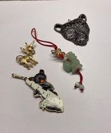 Lot Of 4 Animal Costume Pendants / Charms Variety Cat, Koala, Donkey, Rooster Photo 0