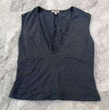 Morgane Le Fay‎ New York Grey Deep V-Neck Empire Waist Sleeveless Top Size M USA Photo 0