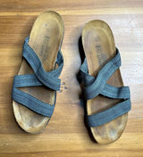 Naot‎ Women's Naomi Gray Tan Black Slip On Criss Cross Wedge Sandal Size 41 Photo 0