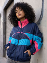 Vintage Adidas Windbreaker Jacket Navy Pink Teal Colorblock Trefoil Large Photo 0