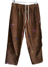 Urban Outfitters 70s BDG Embroidered Flower Corduroy Pants S Brown Womens Cotton Photo 0