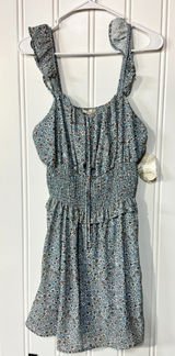 Altar'd State Floral Ruffle Mini Dress Womens Size L Blue Ditsy Smocked Boho L‎ Photo 0