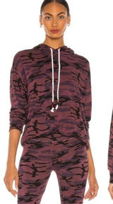 NWT Sundry Camo Boyfriend Hoodie in Plum 0‎ XS Photo 0