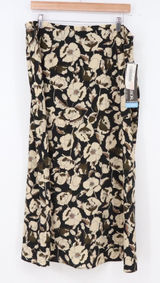 Sag Harbor Skirt Womens XL Black Floral Midi Elastic Waist NEW Photo 0