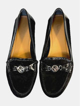 Coach Fonda A2934 Loafers 10B Black Suede Patent Leather Logo Driving Loafers Photo 0