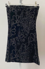 Tiger Mist‎ XS Black Strapless Mini Dress Burnout Velvet Mesh Floral Goth Witchy Photo 0
