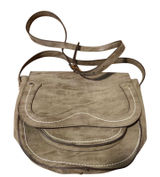 Steven By Steve Madden Crossbody Bag Western Boho Sage‎ Green Scalloped Faux Suede Medium Photo 0