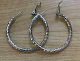 Boutique Silver Tone Disco Diamond Cut Round 1.5 Inch Statement Hoops Photo 0