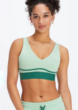 Fabletics All Day Everyday Sports Bra Womens Mint & Dark Green V-Neck Sports Bra Photo 0