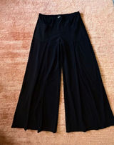 SAH Family Black Wide Leg Ankle Pants Size FR 40 Made in France Stretch Travel Y Photo 0