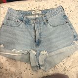 Abercrombie & Fitch Light Wash Denim Rolled Hem Shorts Photo 0