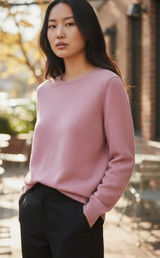 Charter Club 100% Cashmere Pink Crewneck Long Sleeve Sweater Women’s Size S Photo 0