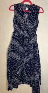 Gap Dress Womens XS Navy Blue White Bandana Paisley Sleeveless‎ Midi Tie Waist Photo 0