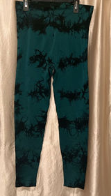 High-Rise Teal Tie-Dye Leggings - Stretchy Women's Activewear Photo 0