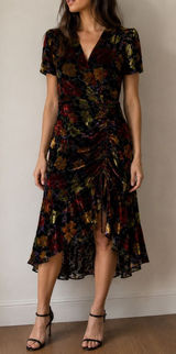 Milly Gynn Burnout Velvet Midi Dress Size 2 Romantic Fairy Whimsigoth Wedding Photo 0