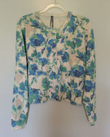 Anthropologie Long-Sleeve Floral Crew Cardigan Sweater Large Photo 0