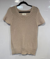 Vintage Y2K American Eagle Beige Short-Sleeve Knit Sweater with Crochet Photo 0