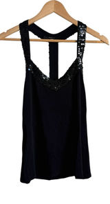 Vintage Nadine Black Sequin V Neck Sleeveless Blouse Top Y2K Size 2 Photo 0